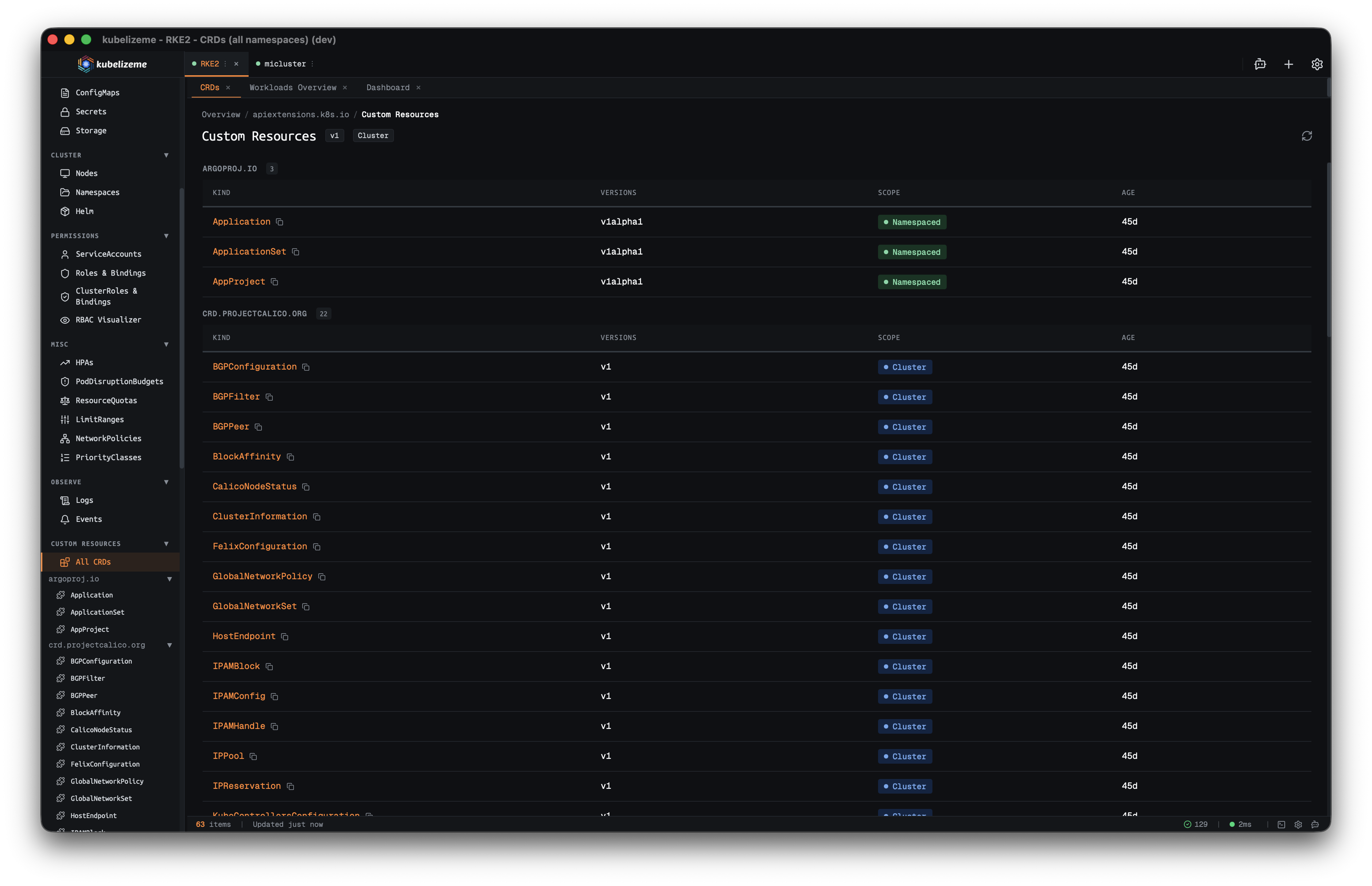 kubelizeme Custom Resources catalog